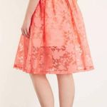 Topshop Burnout Coral Peach Floral Midi Skirt Photo 0