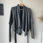 Skingraft Leather Jacket Gray Belted Long Sleeve Leather Wrap Jacket Size M Size M Photo 2