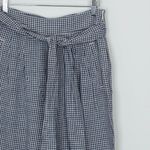 Anthropologie Cartonnier Womens Crop Gingham Linen Blend Pants Size 10 Tie Belt Photo 1