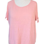 Talbots  Plus Size Pink Tie Sleeve Linen Top T-shirt 2X‎ Soft Girl Pastel Photo 0