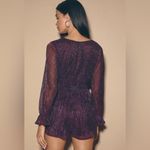 Lulus Wow Factor Purple Metallic Surplice Plunging Neckline Romper Size Small Photo 3