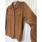 SEITEX Brown 100% Pura Seta Silk Button Down Shirt Long Sleeve Size L Vintage Size L Photo 3