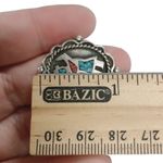 Sterling Silver Vtg Zuni  KACHINA? Inlay Crushed Turquoise Coral Women’s Ring 7.5 Photo 6