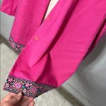 Vibrant Pink Button Down Shirt Embroidered Hem Barbiecore Plus Size Collar 2X Photo 2