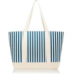 AQUA Canvas Tote Bag in Blue and White, NWT $138 Photo 0