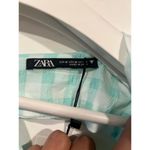 ZARA NWT Gingham Open Back Cropped Blouse Blue Medium Vacation Summer Resortwear Photo 6