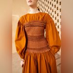 Ulla Johnson Ayaz Midi Dress Sandstone Cotton Size 8 Handmade Smocked Balloon Photo 15