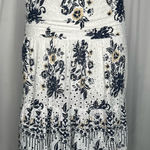 Source Unknown Made in Italy White Eyelet Floral Tiered Midi Skirt Elastic Waist (1118) Photo 0