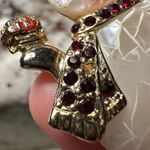 Liz Claiborne  LC Snowman Red Rhinestone Scarf Christmas Holiday Brooch Pin Photo 6