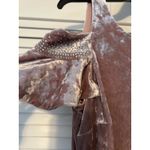 Velvet Cold Shoulder Beaded Cocktail Dress Mauve Party Elegant Size M Velour Pink Photo 2
