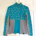 Neve 1/4 Zip Sweater Merino Wool Blend Womens Pullover XS Nordic Ski Artsy Blue Photo 1
