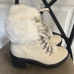 Esprit Size 8M Off White Ember Faux Fur lace up 2.5" black Hiking Boot Photo 1