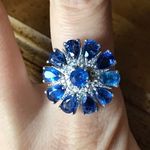 Natural Blue Kyanite Sterling Silver Cocktail Ring Size 10 Photo 0