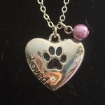 Preloved “LOVED” silver tone pet memorial Heart Pendant Necklace with bead Photo 1