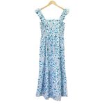 Draper James Cotton Poplin Ruffle Sleeve Sundress Blue White Paisley Size Small Photo 3