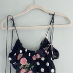 For Love & Lemons Mochi Shirred Mini Dress Black Floral Polka Print NWT XS Photo 8