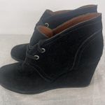 Lucky Brand Seleste Women Round Toe Ankle Lace Up Black Suede wedge booties Sz 6 Photo 4