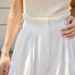 Commence Commense Semi-Sheer Pleated Mid-Waist Pants White Linen Medium Photo 2