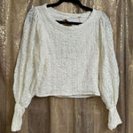 Free People Jasmine Tea Time Long Puff Lace Sleeve Open Back Top Ivory Medium Photo 0