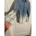 Hollister  Womens‎ Long Sleeve Denim Shirt Dip Dye Blue White Size Medium Photo 2