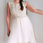 Y2K Knit Metallic gold/cream Womens Dress holiday NYE Sparkle Size Large Photo 0