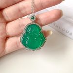 Buddha pendant Buddha necklace Jade necklace vintage Green Photo 1