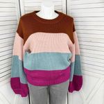MINKPINK  Cozy Up With Me Slouchy Sweater Large‎ Colorblock  Multi Photo 1