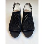 Franco Sarto Franco Sarlo Mandi Blk Suede Block Heel Shoes Peep Toe Buckle Sz 6.5 Sling Back Photo 1