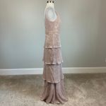 AQUA  Sequined Tiered A-Line Long Evening Gown Rose Gold Size 4 Formal Dress Photo 3