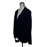 H by Halston  Black Long Sleeve Draped Crossover Open Front Cardigan Womens XS Photo 2