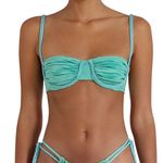 NEW Baobab Turquoise Lula Ruched Underwire Bikini Swimsuit Top Size XL Blue Photo 3