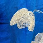 J.Crew XS Linen Dress Blue Short Sleeve Embroidered Floral Square Neck Photo 6