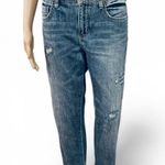 Pilcro Anthropologie Distressed Slim Boyfriend with Patchwork Side Trim Jeans 28 Photo 0