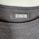 Reformation Black Ribbed Short Sleeve Shirt Size Small Photo 2