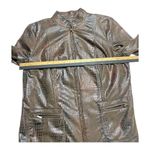 Elementz Croc Jacket Brown Black Womans size L Fully Lined Embossed Snake Photo 8