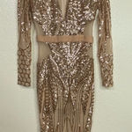 BANJUL  Sequined Nude Bronze Midi Cocktail Dress Party Birthday Size Small Photo 0