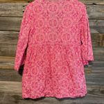 J.Crew  Factory Tunic Womens Small Pink Orange 3/4 Sleeve Front Tie Tissue Swim Photo 0