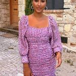 ZARA Draped baloon sleeves purple Floral dress Photo 0