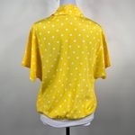 Shapely Vintage Banded Bottom V Notch Collar Polka Dot Blouse Yellow Photo 3