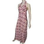 Talk to Angels Women’s Size M Red Maroon White Geo Print Long Maxi Halter Dress Size M Photo 2