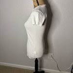 Leallo White Ribbed Fitted Crew Neck Cap Sleeve Shirt Size M Cotton Minimalist Size M Photo 7
