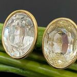 Givenchy Vintage New York Goldtone Oval Clear Crystal Rhinestone Clip Earrings Photo 2