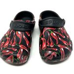 Crocs size Mens 6 womens 8 Chili pepper print restaurant food worker shoes black Photo 1