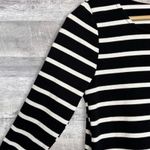 Nine 1 Eight NEW Knit Fitted Mini Dress S Black White Stripe Cotton Pockets Photo 1