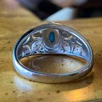 Sleeping Beauty Turquoise White Diamond Accent Art Deco Ring Size 7.75 Silver Photo 4