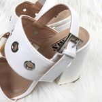 AMS Women's  Sarah Silver Grommet Eyelets Accent Slingback Block Heel Sandals White Size 10 Photo 5