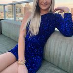 One Shoulder Sequin Bodycon Dress Blue Size XS Photo 0