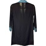 Barbara Gerwit Fairy Black Turquoise Beaded Tunic Top Swim Coverup XS Photo 1