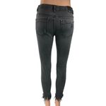 Stradivarius Women's Black Distressed Mid Rise Raw Hem Skinny Denim Jeans Sz 2 Photo 2