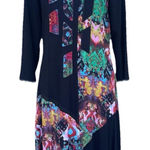 Parsley & Sage Artsy Patchwork Stripe Boho Jersey Dress Women’s Size Medium Black Photo 0